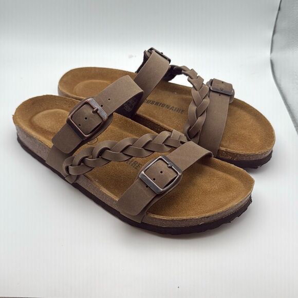 CUSHIONAIRE Women's Lizzy Cork Footbed Sandal - Boho Chic Summer Slides SIZE 8 B - Picture 1 of 8